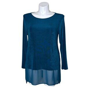 Chico's Travelers Bateau Neck Chiffon Hem Tunic Long Sleeve Women's 2 (US 12/14)